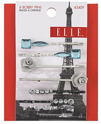 Elle 6 Piece Mixed Jewels and Silver Flowers Bobby Pins
