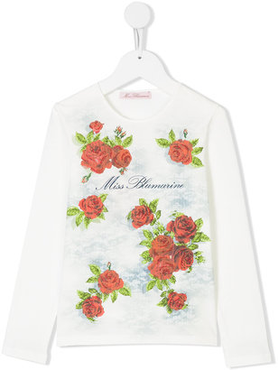 Miss Blumarine roses print longsleeved T-shirt