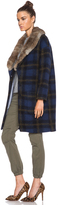 Thumbnail for your product : Band Of Outsiders Windowpane Coat with Detachable Faux Fur Collar