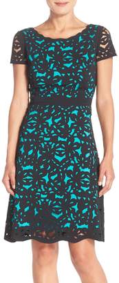 NUE by Shani Laser-Cut Fit & Flare Dress