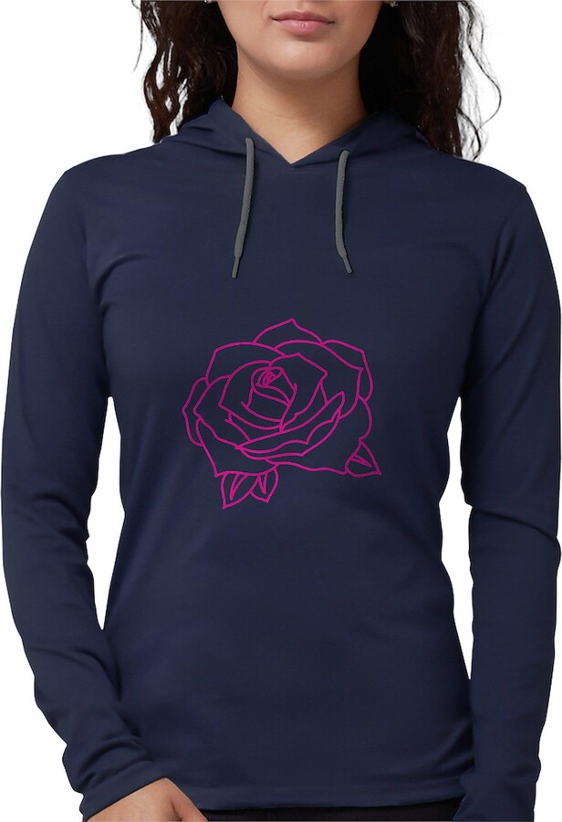 CafePress Sigma Lambda Gamma Pink Rose Outline Long Sleeve T Shirt Women's T-Shirt Hoodie