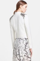 Thumbnail for your product : Haute Hippie Embellished Shoulder Torn Chiffon Blazer