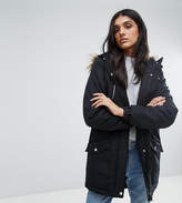 Thumbnail for your product : Noisy May Tall Parka Jacket With Faux Fur Trim Hood