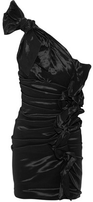 Isabel Marant Nyree One-shoulder Ruched Taffeta Mini Dress - Black