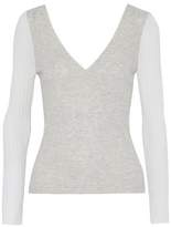 T By Alexander Wang Ruched Paneled Knitted Top