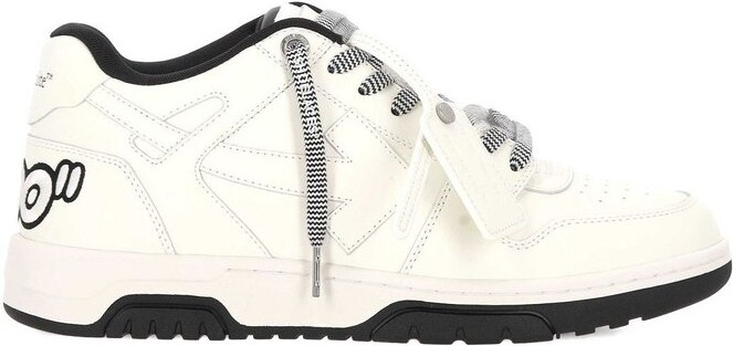 Off-White Round Toe Lace-Up Sneakers