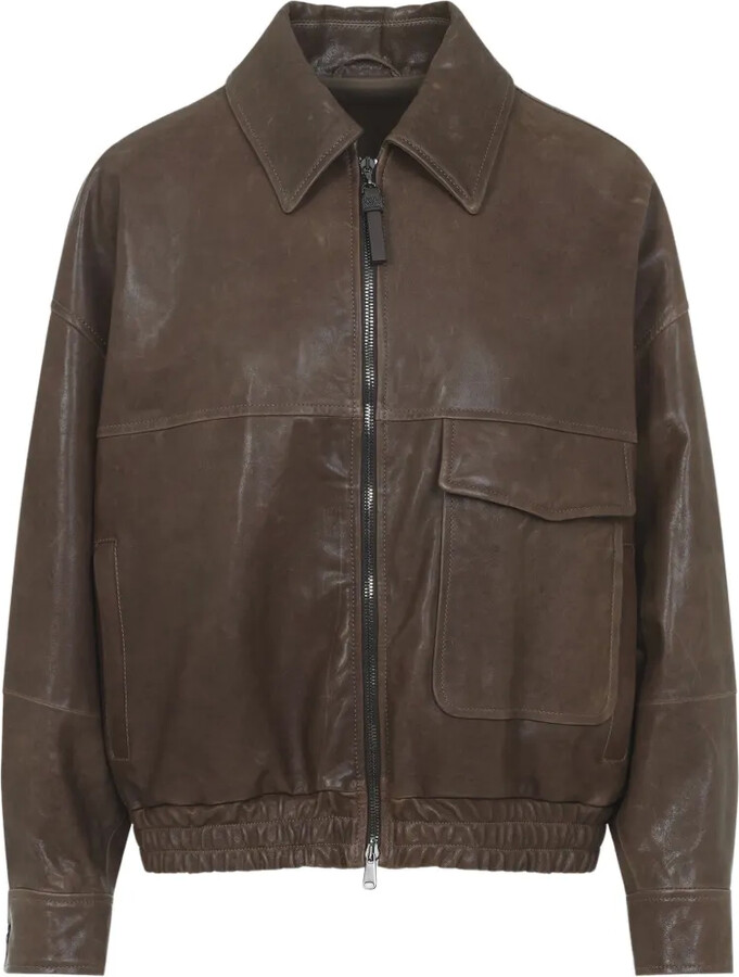 Brunello Cucinelli Flap-Pocket Leather Jacket