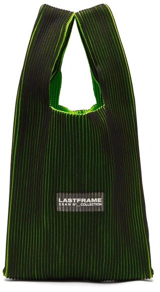 LASTFRAME Market Small Two-tone Ribbed-knit Tote Bag - Black Green