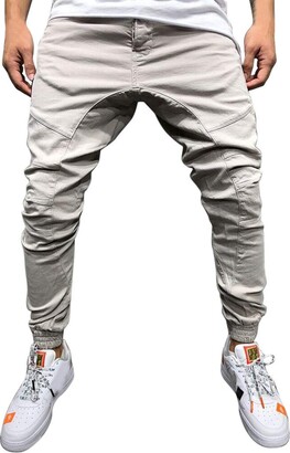 NPRADLA Mens Stretchy Ripped Jeans Trousers Skinny Biker Jeans Destroyed Taped Slim Denim Pant Men's New Personal Zipper Pocket Elastic Small-Foot Sports Pants Pure Color Pant