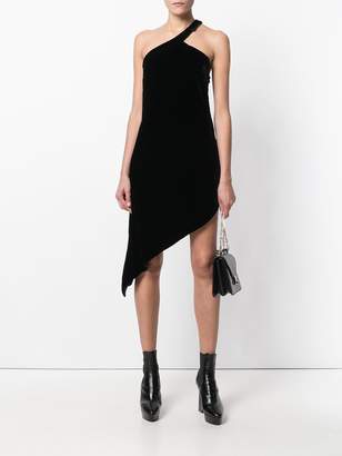 Saint Laurent velvet asymmetric one shoulder dress