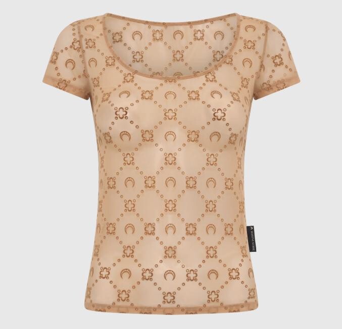 Marine Serre Moonogram Mesh Flock Ss Roundneck Top
