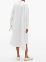 Thumbnail for your product : eskandar Curved-hem Linen-blend Shirt Dress - White