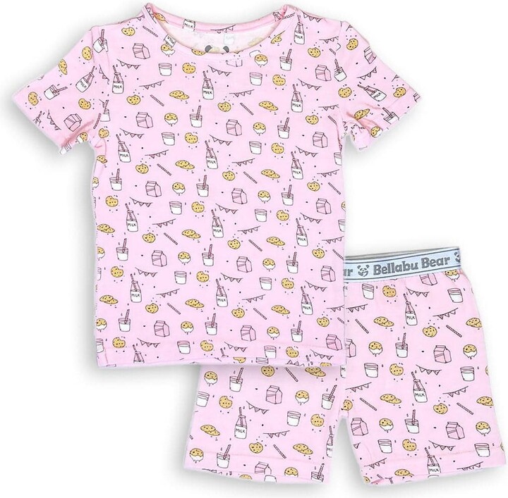 Pink Cookies & Milk Two-Piece Short Sleeve & Shorts Pajama Set