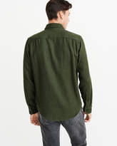 Thumbnail for your product : Abercrombie & Fitch A&F Men's Solid Flannel Shirt in Dark Green - Size S