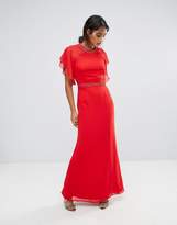 Thumbnail for your product : Elise Ryan Embellished Trim Maxi Dress With Fluted Sleeve