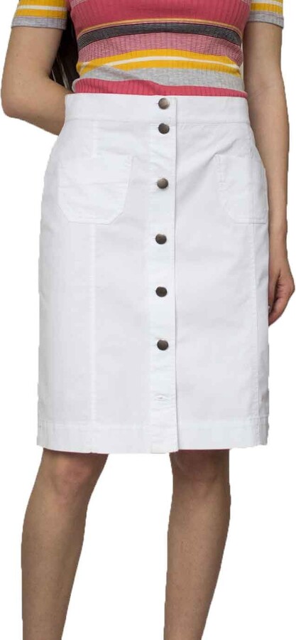 Souvenir-Fashion New Ladies Casual Boutique Knee Length Pencil White Denim  Skirt UK 8 10 12 14 16 18 20 22 (14) - ShopStyle