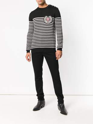 Balmain striped logo fitted sweater