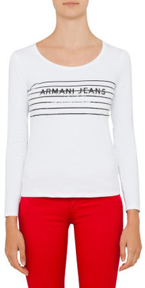 Armani Jeans Scoop Neck Aj Logo L/S Top
