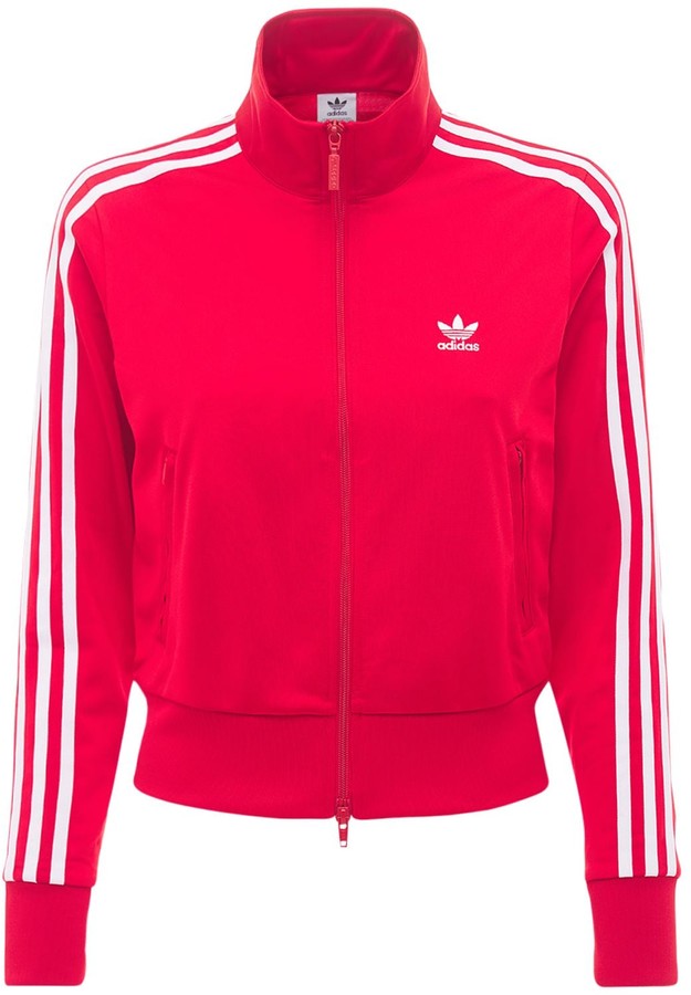 women's red and white adidas jacket