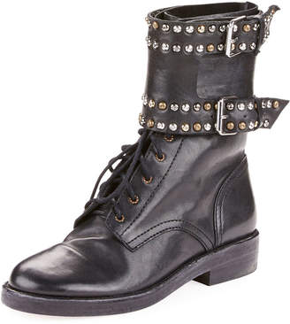 Isabel Marant Teylon Studded Buckle Leather Booties
