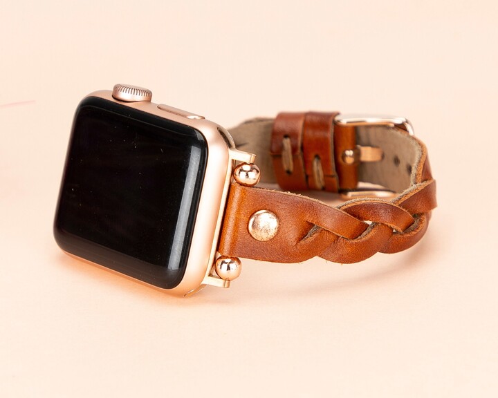 Braided Leather Apple Watch Band 38mm 40mm 41mm 42mm 44mm 45mm 49mm Iwatch Strap Bracelet 8 7 6 5 4 3 2 1 Se Fitbit Sense