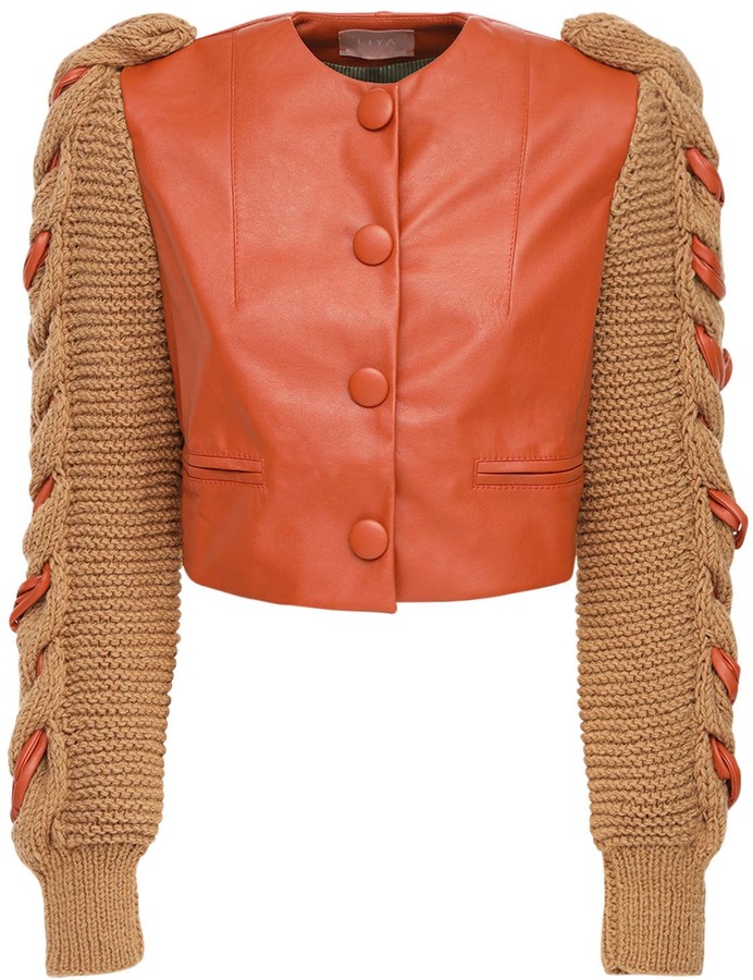 leather knit jacket