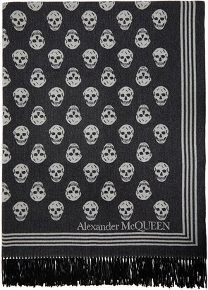 Alexander McQueen Grey & White Skull Biker Blanket