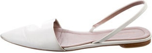 Diane von Furstenberg Leather Slingback Flats White Pointed-Toes Designer