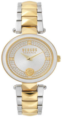 Versus By Versace Versus Women Convent Garden Crystal Two-Tone Stainless Steel Bracelet Watch 36mm