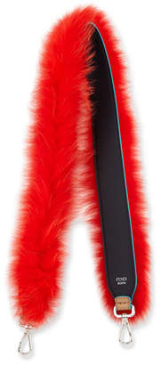 Fendi Strap You Fox-Fur Shoulder Strap for Handbag, Navy/Red