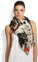 Thumbnail for your product : Roberto Cavalli Floral-Print Cashmere & Lurex Scarf