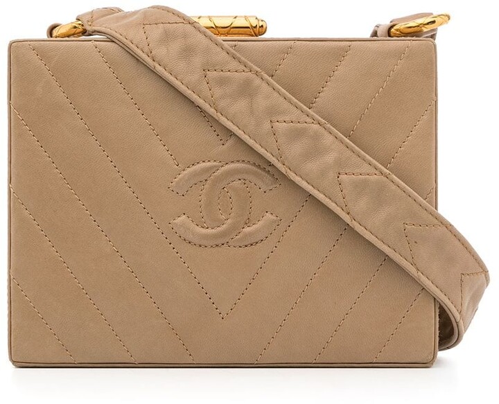 Chanel Brown Vertical Stitch Flap Handbag