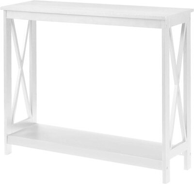 Oxford Console Table With 2-Tier Shelf, Driftwood, Farmhouse & Modern Style, 39.5" L X 11.75" W X 31.5" H