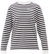 Thumbnail for your product : Bella Freud Logo-embroidered Striped Cotton-jersey T-shirt - Black