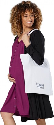 HAPPY MAMA Women's Maternity Hospital Bag Set Delivery Nightie & Robe 1009 (Graphite & Black