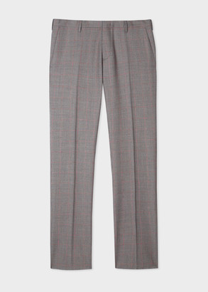 Paul Smith Men's Slim-Fit Light Blue And Taupe Check Wool Trousers
