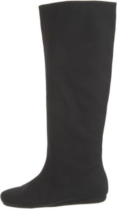 Walter Steiger Suede Knee-High Boots Black Round-Toes Includes Box & Dust Bag Size not listed, estimated from measurements.