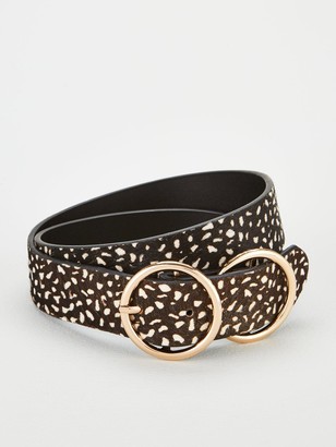 Very Orla Double Circle Detail Leather Belt - White Black