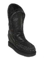 Thumbnail for your product : Mou 70mm Crackled Shearling Wedged Boots