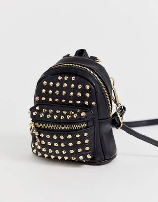 Steve Madden Bbruno black studded backpack with dual use cross body strap