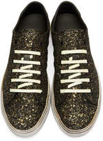 Thumbnail for your product : Saint Laurent Gold and Black Glitter Bedford Sneakers