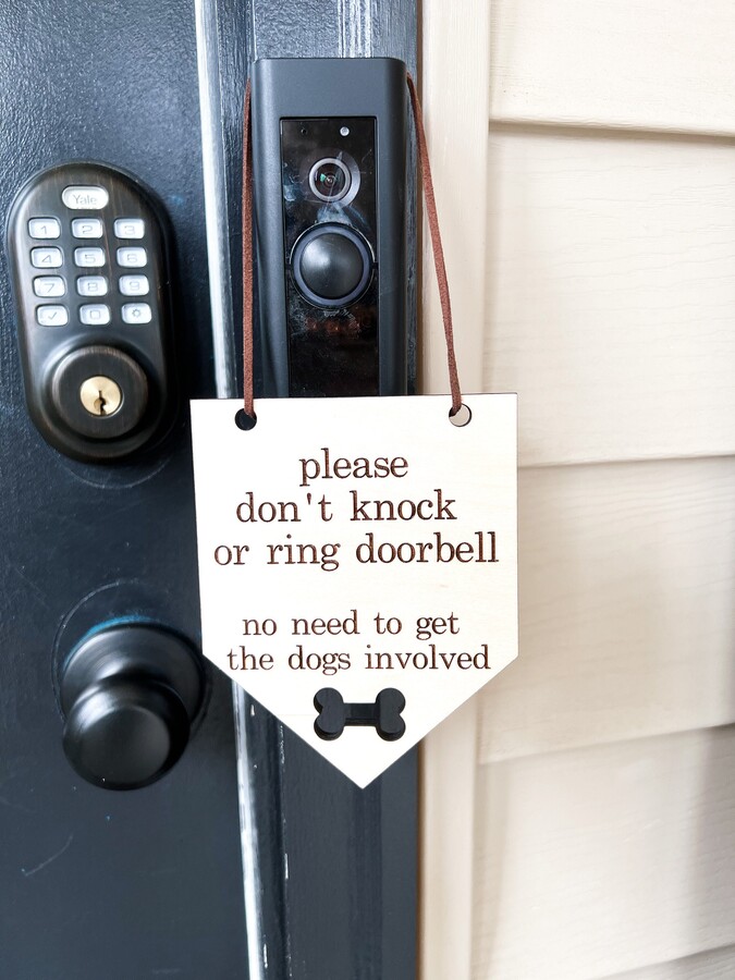 Please Do Not Knock Sign-Sleeping Baby Sign-Dogs Will Bark Sign-Doorbell Sign-No Soliciting Wood Sign