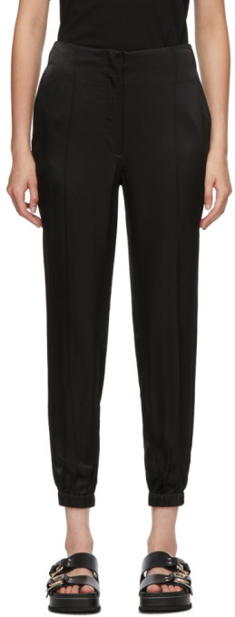 black satin ankle pants