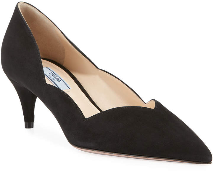 Prada Scalloped Suede LowHeel Pumps ShopStyle