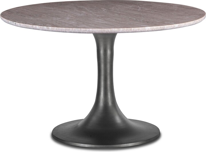 HTD Palm Desert Natural Brown Marble Dining Table with Brushed Steel ...