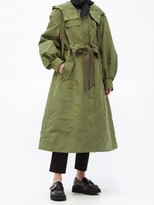 Thumbnail for your product : Erdem William Sash-waist Floral-jacquard Coat - Green