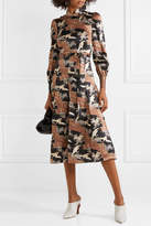Thumbnail for your product : Co Belted Printed Silk-satin Midi Dress