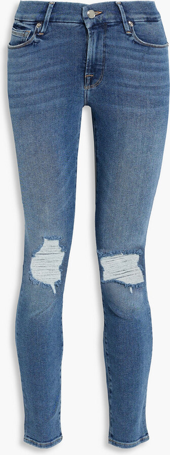 Good American Good Legs distressed mid-rise skinny jeans