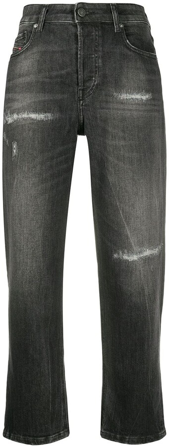 dark gray distressed jeans