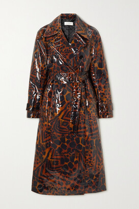 Dries Van Noten Double-breasted Leopard-print Coated Cotton-blend Coat - Brown